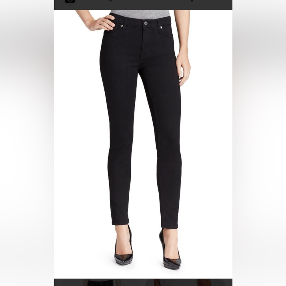 Seven For All Mankind High Rise Black Skinny Jeans 24